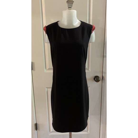 Ted Baker London Black Pink Rhinestones Zipper Back‎ Sleeveless Shift Dress - 3 - Picture 1 of 16